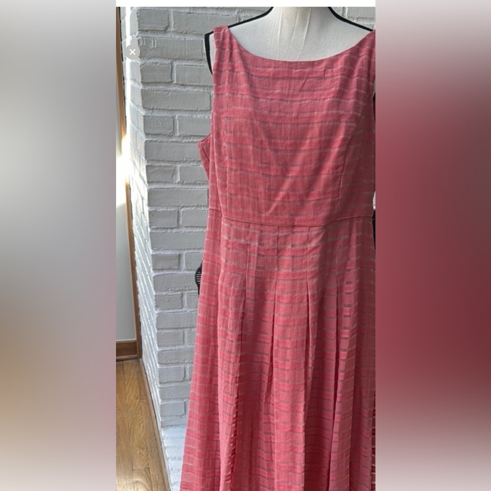 TOMMY HILFIGER Coral Pink Dress 16 |. A-Line Scoop Neck Knee-Length Dress